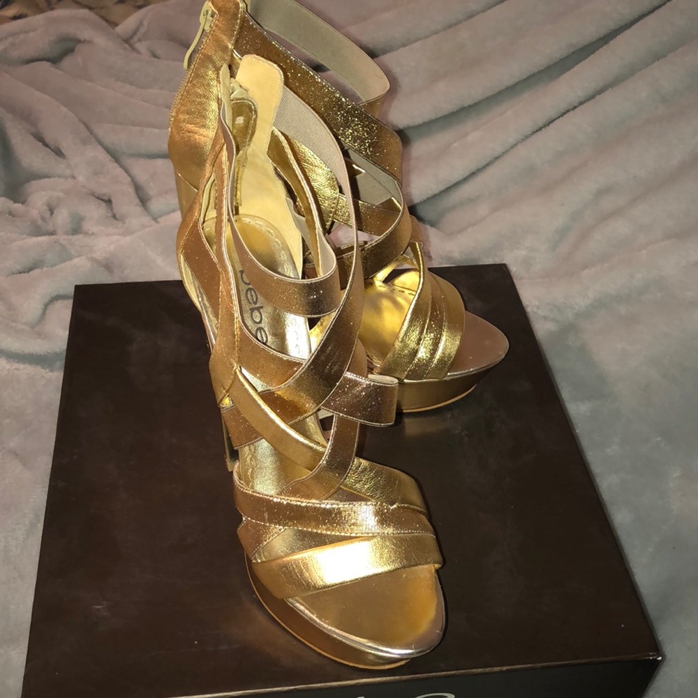 BEBE - Gold Platform Sandal